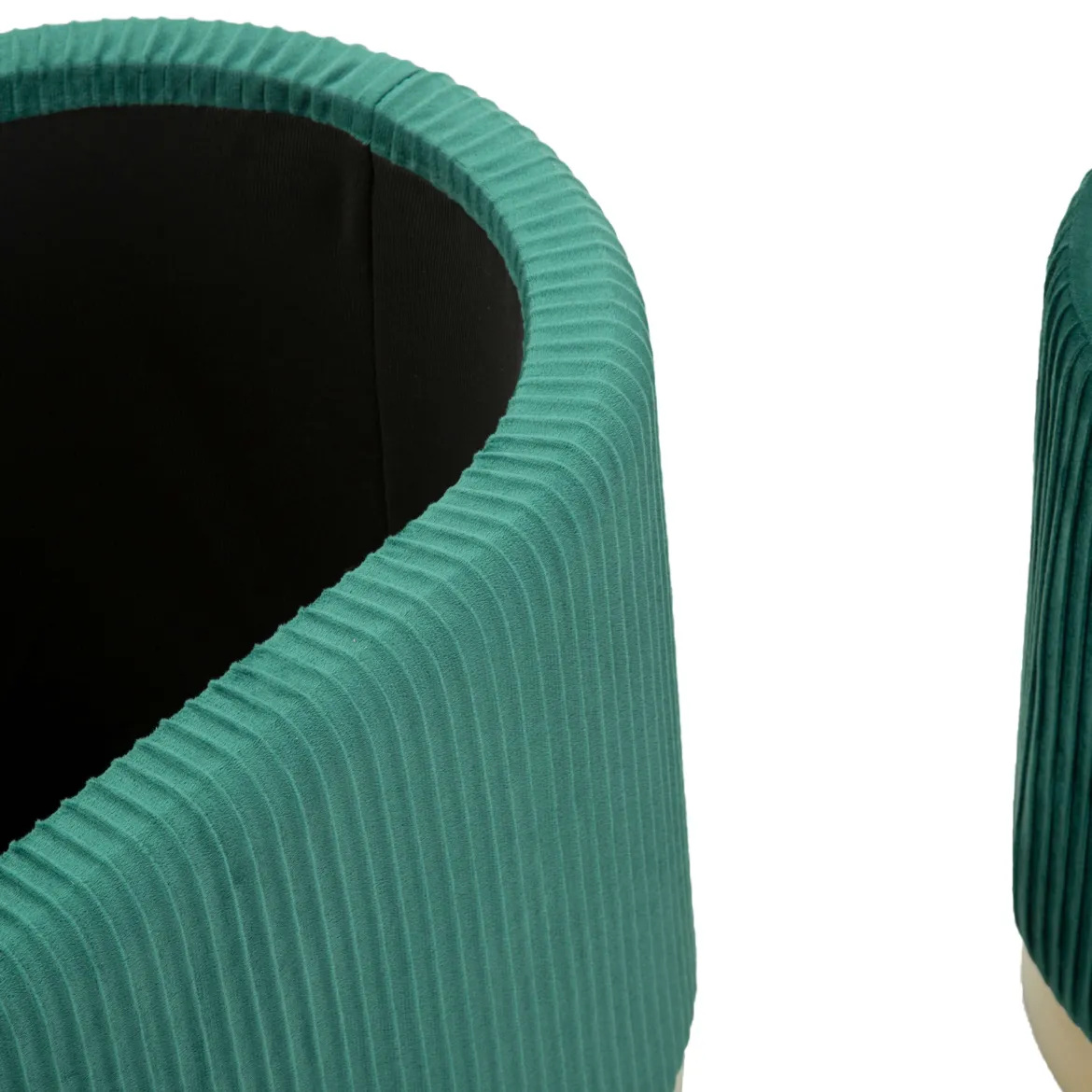 Panca Verde oro con due Sgabelli, Panca Contenitore Materiale Struttura in Metallo 80x37x42h cm, Colore Seduta Verde - Soroti