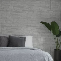 Pannello Decorativo Bianco Quarzite set da 12, Facile da Tagliare, Facile da Installare Texture Realistica 60x2.5 cm, - Torriana