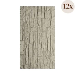 Pannello Decorativo Grigio set da 12, Facile da Tagliare, Facile da Installare Texture Realistica 60x2.5 cm, Autoestinguente - Torriana