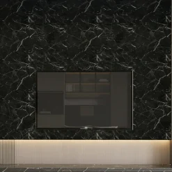 Pannello Decorativo Nero Marmo set da 18, Facile da Tagliare, Facile da Installare Texture Realistica 60x0.3 cm, Isolante Acustico Scarsa Isolazione