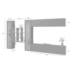 Parete attrezzata 4 ante 350cm bianca lucida - Avella
