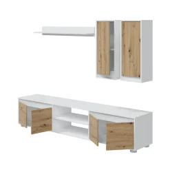 Parete attrezzata 6 ante 200cm bianca e rovere - Astulo
