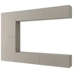 Parete Attrezzata Beige Modulabile 8 Ripiani, Apertura Battente - Gatira