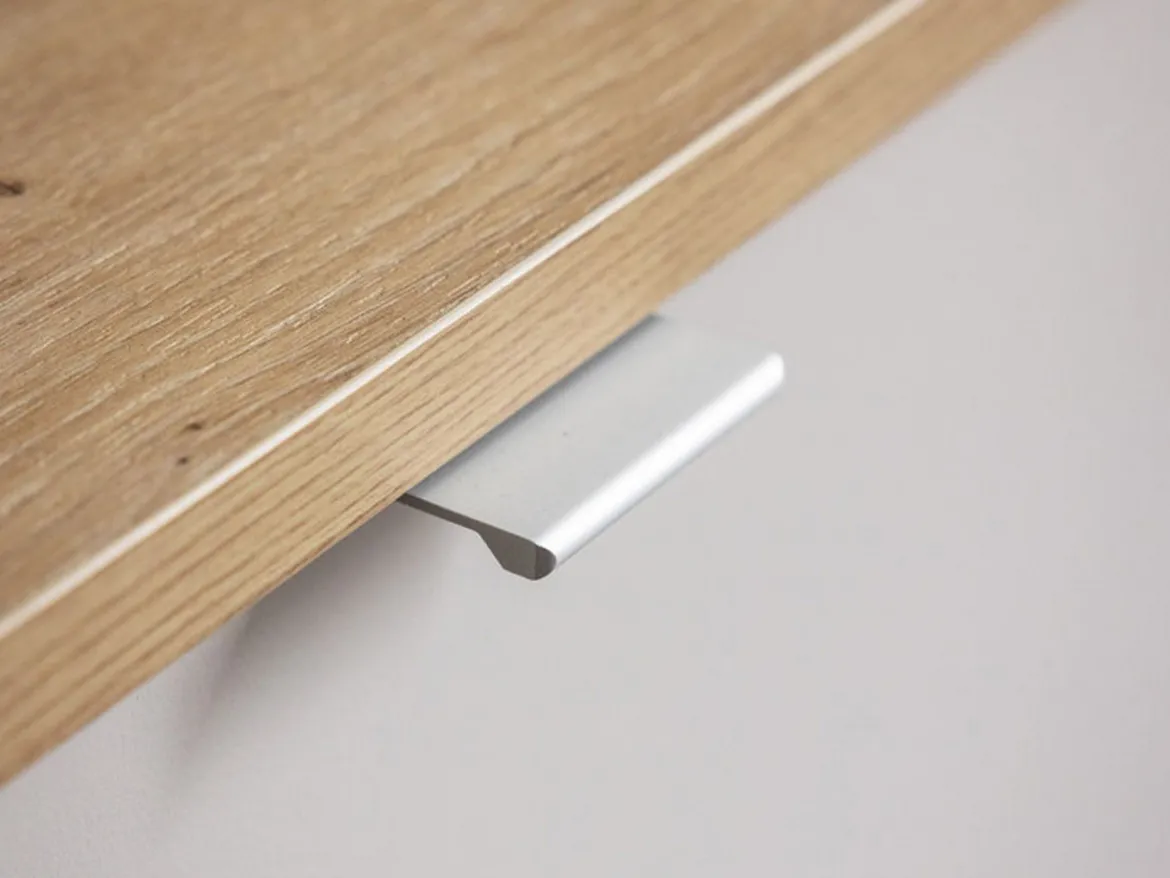 Parete Attrezzata Bianco Crema Marrone Rovere Nodi 5 Ripiani un Cassetto 234x40x178h cm, Modulabile - Alunzio