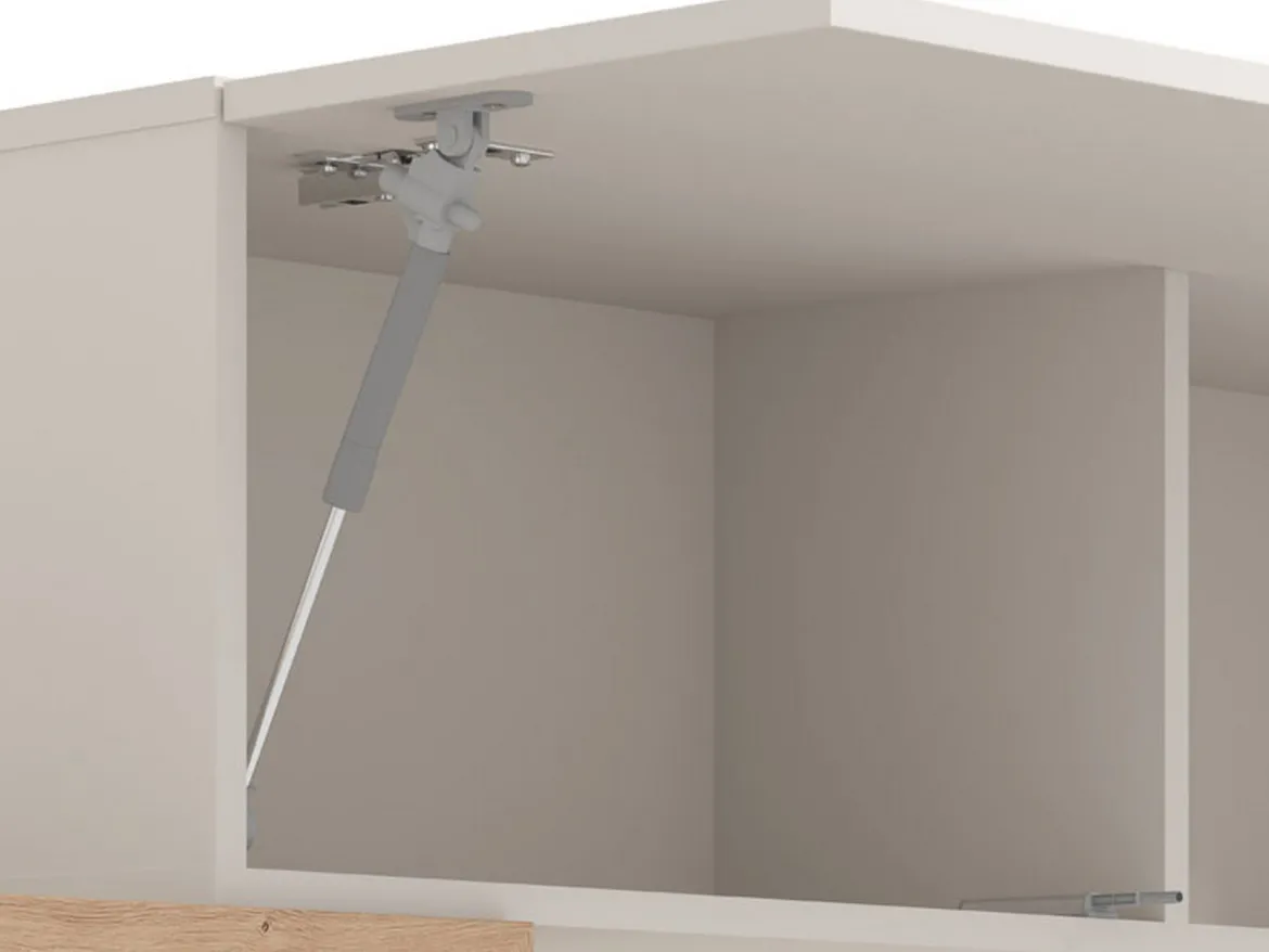 Parete Attrezzata Bianco Crema Marrone Rovere Nodi 6 Ripiani Modulabile 237.5x41.5x160.5h cm, 9 Vani - Tiana