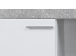 Parete Attrezzata Bianco Grigio Cemento 10 Ripiani 3 Ante 266.5x41.5x186h cm, Ripiani in Vetro - Dongo