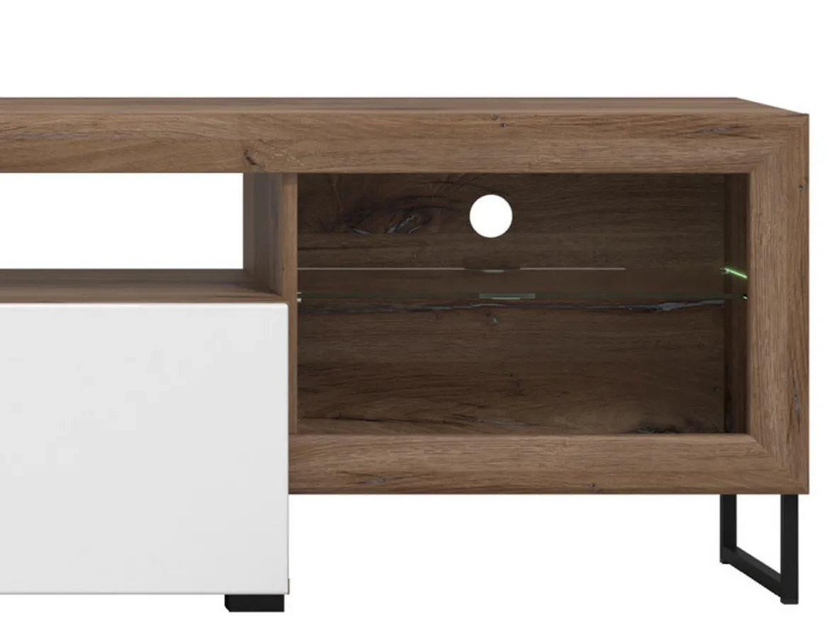 Parete Attrezzata Bianco Marrone Noce Modulabile 10 Ripiani 263x40x162.5h cm, 3 Ante - Dueville