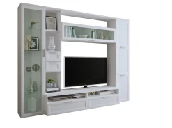 Parete Attrezzata Bianco Modulabile 4 Cassetti, 8 Ripiani - Carenno