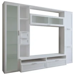 Parete Attrezzata Bianco Modulabile 4 Ripiani, 6 Ante - Bagnaria