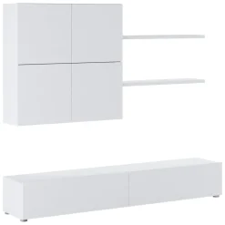 Parete Attrezzata Bianco Modulabile 4 Ripiani, 6 Ante - Bagnaria