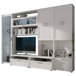 Parete Attrezzata Bianco Modulabile 5 Ripiani, 10 Ante - Cicala