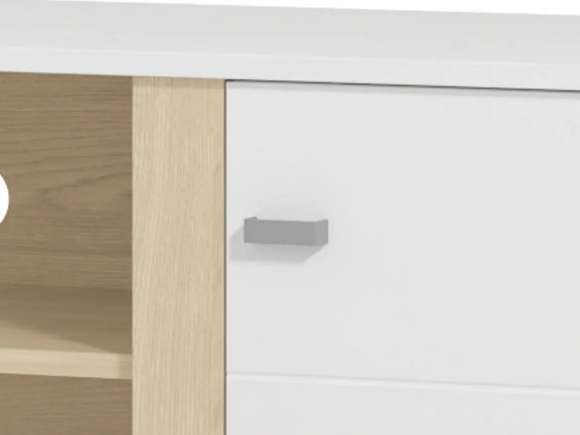Parete Attrezzata Bianco Opaco Marrone Rovere Nodi Modulabile 8 Ripiani 299x40x192.5h cm, 10 Vani - Cimbergo