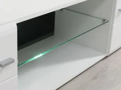 Parete Attrezzata Bianco Opaco Nero Modulabile 7 Ripiani 264x41.5x182h cm, 4 Ante - Ozzero