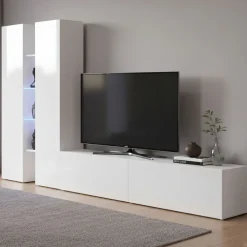 Parete Attrezzata Bianco 12 Ripiani Modulabile 280x30x180h cm, 12 Vani - Grado