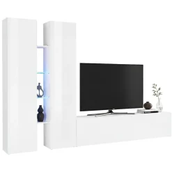 Parete Attrezzata Bianco 12 Ripiani Modulabile 280x30x180h cm, 12 Vani - Grado