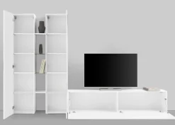 Parete Attrezzata Bianco 12 Ripiani Modulabile 280x30x180h cm, 12 Vani - Grado