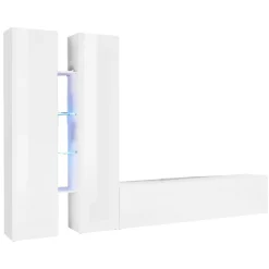 Parete Attrezzata Bianco 12 Ripiani Modulabile 280x30x180h cm, 12 Vani - Grado