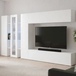Parete Attrezzata Bianco 20 Ripiani Modulabile 320x30x180h cm, 19 Vani - Bellino