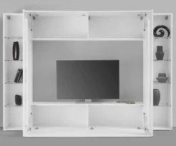 Parete Attrezzata Bianco 8 Ripiani Modulabile 260x30x180h cm, 14 Vani - Alatri