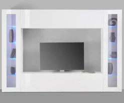 Parete Attrezzata Bianco 8 Ripiani Modulabile 260x30x180h cm, 14 Vani - Alatri