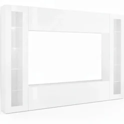 Parete Attrezzata Bianco 8 Ripiani Modulabile 260x30x180h cm, 14 Vani - Alatri