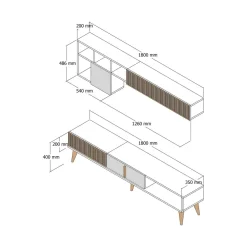 Parete attrezzata design 180cm noce e antracite - Ostro