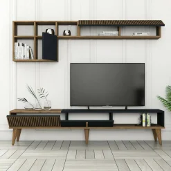 Parete attrezzata design 180cm noce e antracite - Ostro