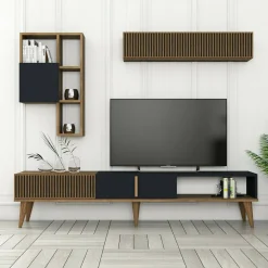 Parete attrezzata design 180cm noce e antracite - Ostro