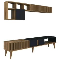 Parete attrezzata design 180cm noce e antracite - Ostro
