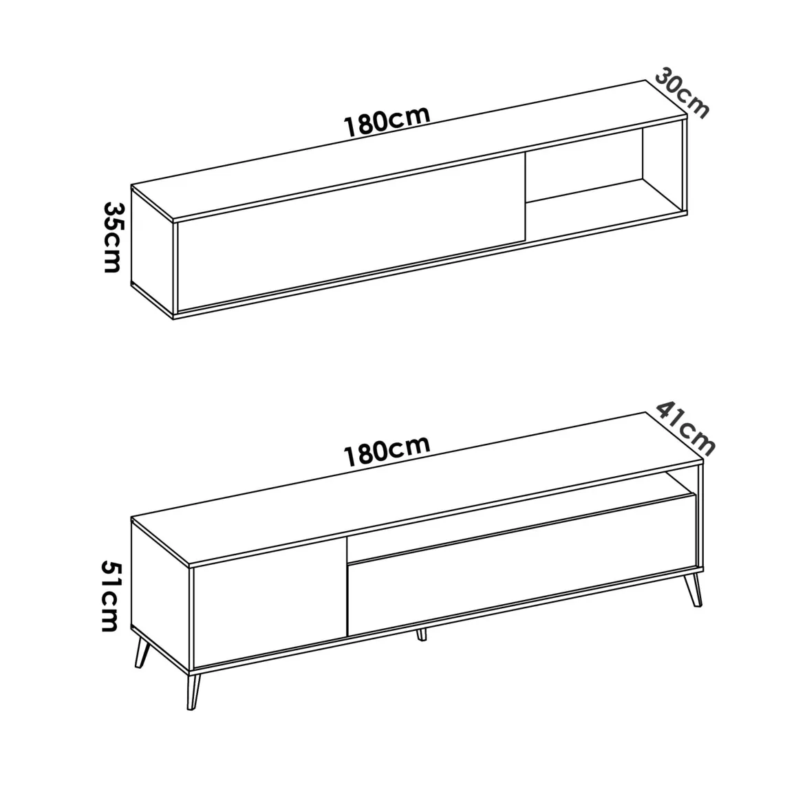Parete attrezzata in legno 180cm legno e antracite - Arusha