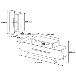 Parete Attrezzata Marrone Noce Bianco Modulabile 11 Ripiani, 4 Ante - Domanico
