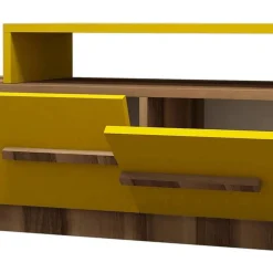 Parete Attrezzata Marrone Noce Giallo 6 Ripiani Modulabile, Apertura Battente, a Ribalta - Ossimo