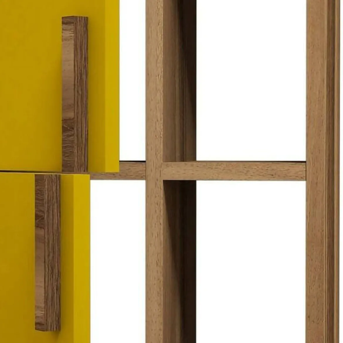 Parete Attrezzata Marrone Noce Giallo 6 Ripiani Modulabile, Apertura Battente, a Ribalta - Ossimo