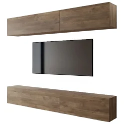 Parete Attrezzata Marrone Noce Modulabile 4 Ripiani, 4 Ante - Suisio