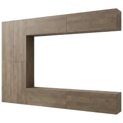 Parete Attrezzata Marrone Noce Modulabile 9 Ripiani, 2 Ante - Visso