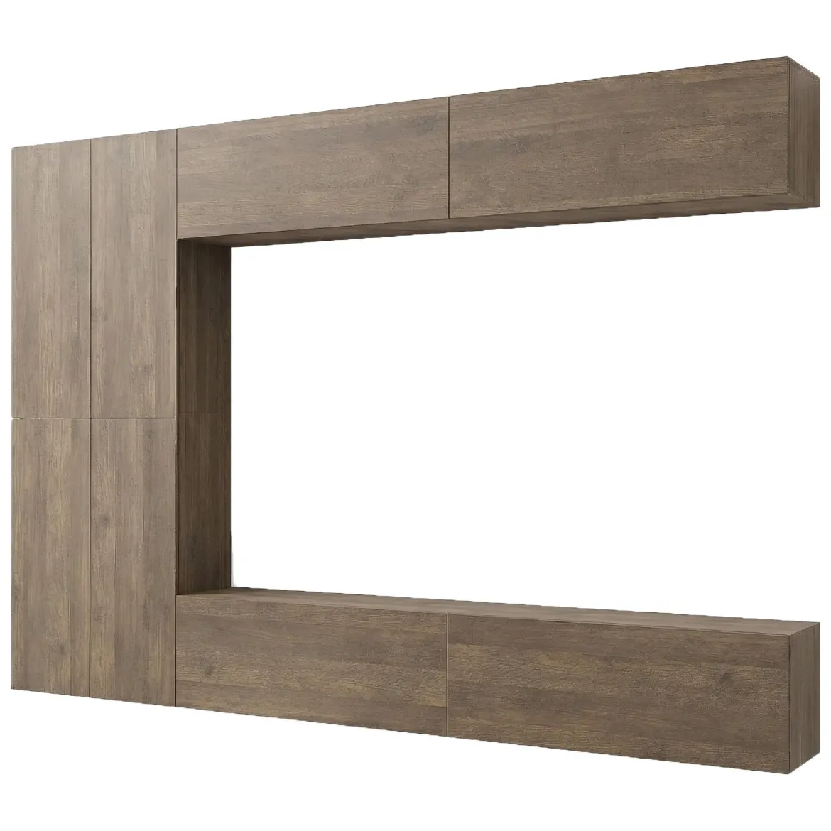 Parete Attrezzata Marrone Noce Modulabile 9 Ripiani, 2 Ante - Visso