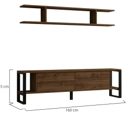 Parete Attrezzata Marrone Noce Nero Antracite 5 Ripiani Modulabile, Apertura Battente, a Ribalta - Ippona