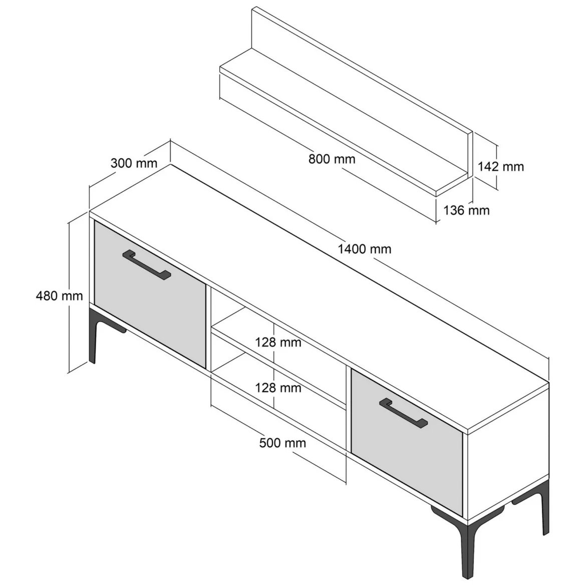 Parete Attrezzata Marrone Noce blu Modulabile 8 Ripiani, 4 Ante - Vanzago