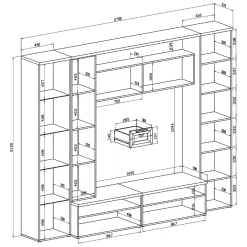 Parete Attrezzata Marrone Olmo Modulabile 4 Cassetti, 8 Ripiani - Carenno
