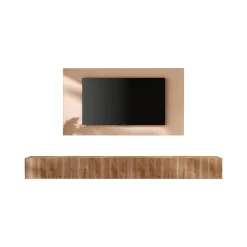 Parete Attrezzata Marrone Pero Bianco Crema Modulabile Apertura Standard, set Componibile Made in Italy - Buti