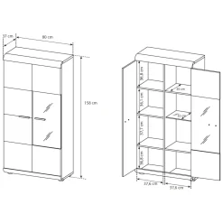 Parete Attrezzata Marrone Rovere Modulabile 20 Ripiani, un Cassetto - Kane