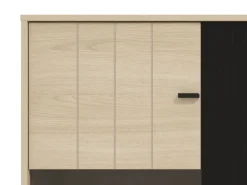 Parete Attrezzata Marrone Rovere Nero Modulabile 8 Ripiani 263x40x167h cm, 7 Vani - Caropepe