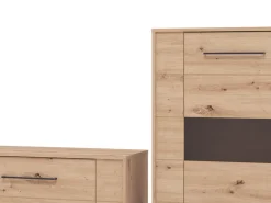 Parete Attrezzata Marrone Rovere Nodi Modulabile 8 Ripiani 299x40x192.5h cm, 4 Ante - Cimbergo