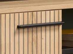 Parete Attrezzata Marrone Rovere Nodi Nero 8 Ripiani 9 Vani 207.5x33x157.5h cm, 2 Ante - Rovato