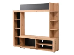 Parete Attrezzata Marrone Rovere Nodi Nero 9 Ripiani 7 Vani 172.5x33x157.5h cm, Un'anta - Bubbiano