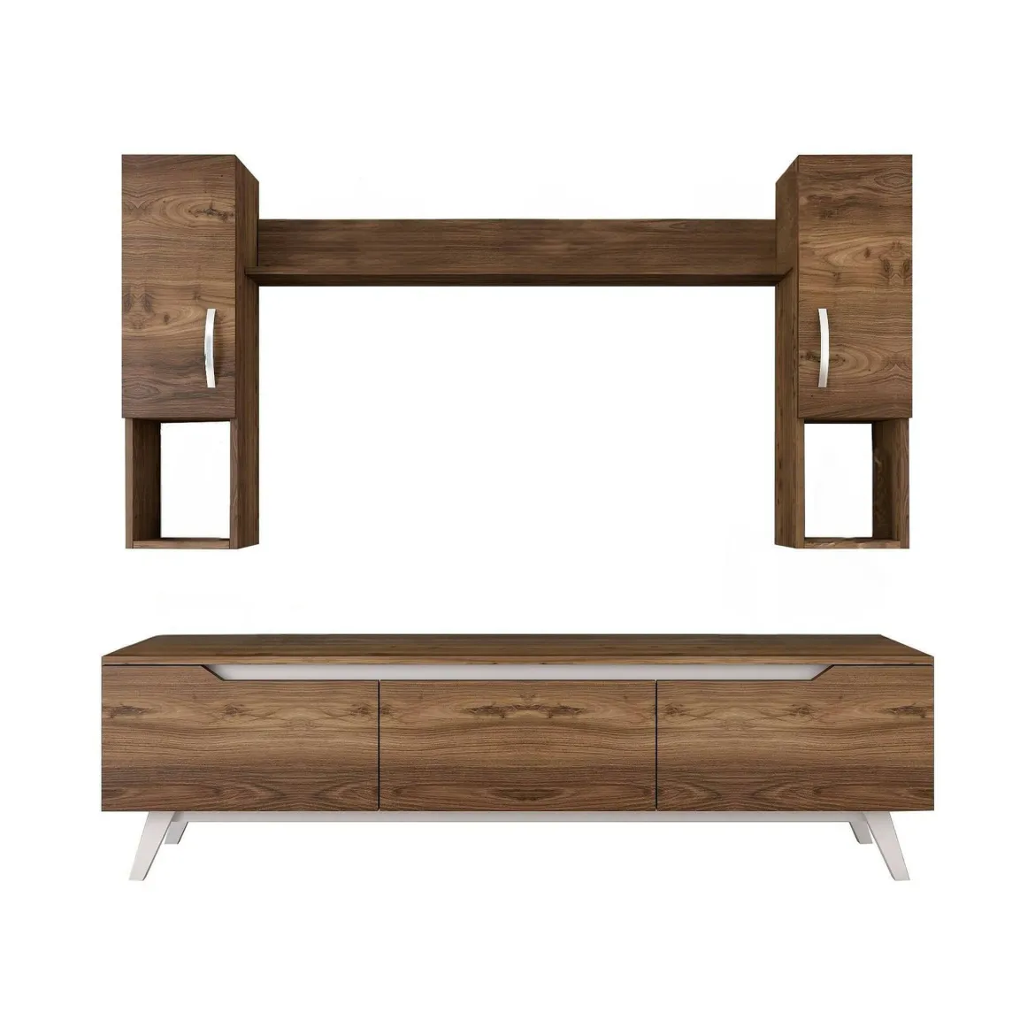 Parete attrezzata moderna 180cm noce e crema - Gordon