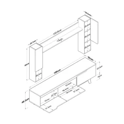 Parete attrezzata moderna 180cm noce e crema - Gordon