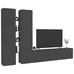 Parete Attrezzata Nero Antracite 12 Ripiani Modulabile 280x30x180h cm, 12 Vani - Grado