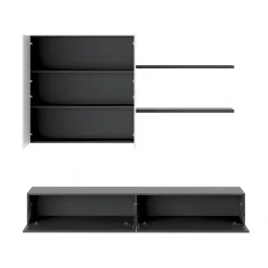 Parete Attrezzata Nero Antracite Bianco Modulabile 6 Ante, set Componibile - Isola