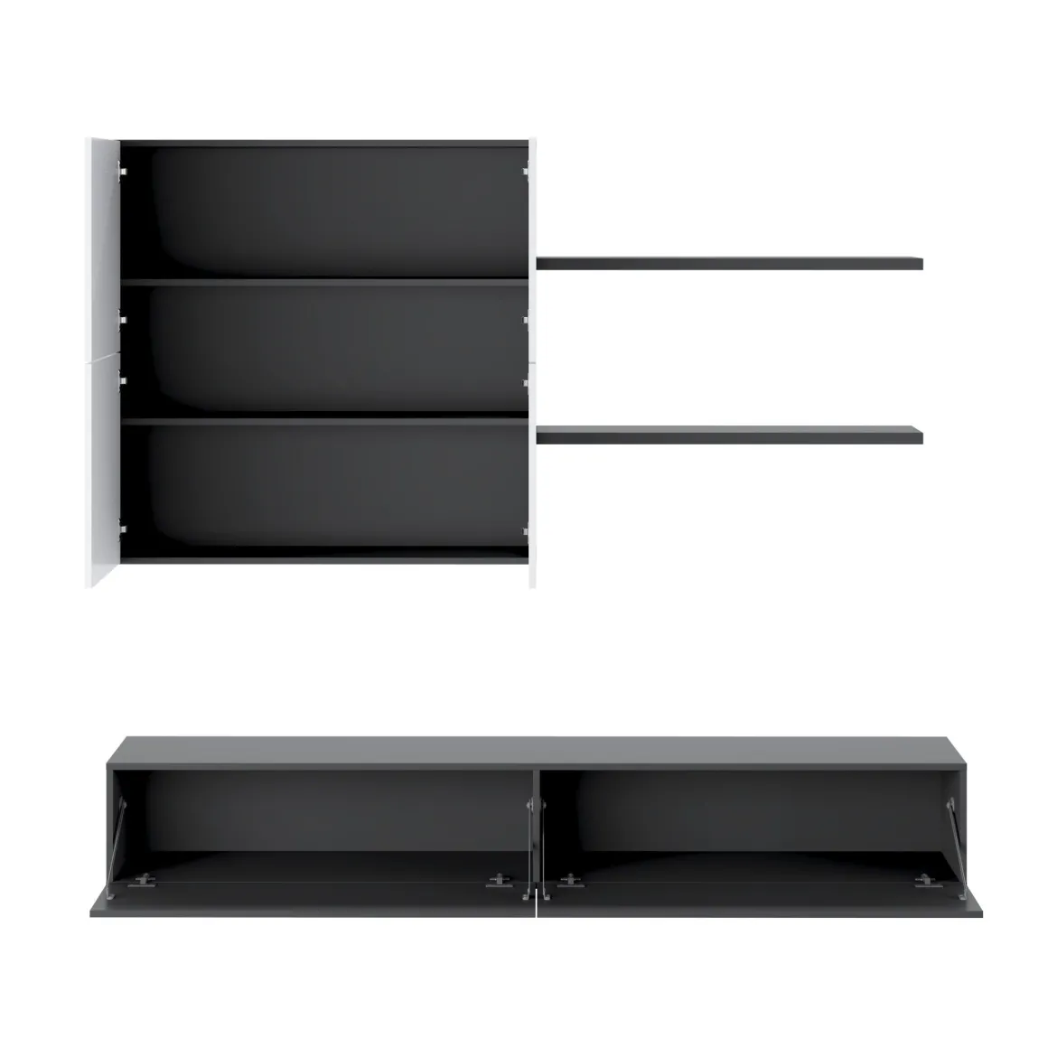 Parete Attrezzata Nero Antracite Bianco Modulabile 6 Ante, set Componibile - Isola